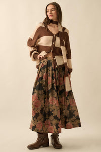 Blooming Tranquility Pleated Floral Midi Skirt - ShopPromesa