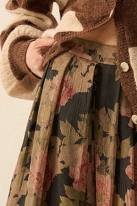 Blooming Tranquility Pleated Floral Midi Skirt - ShopPromesa