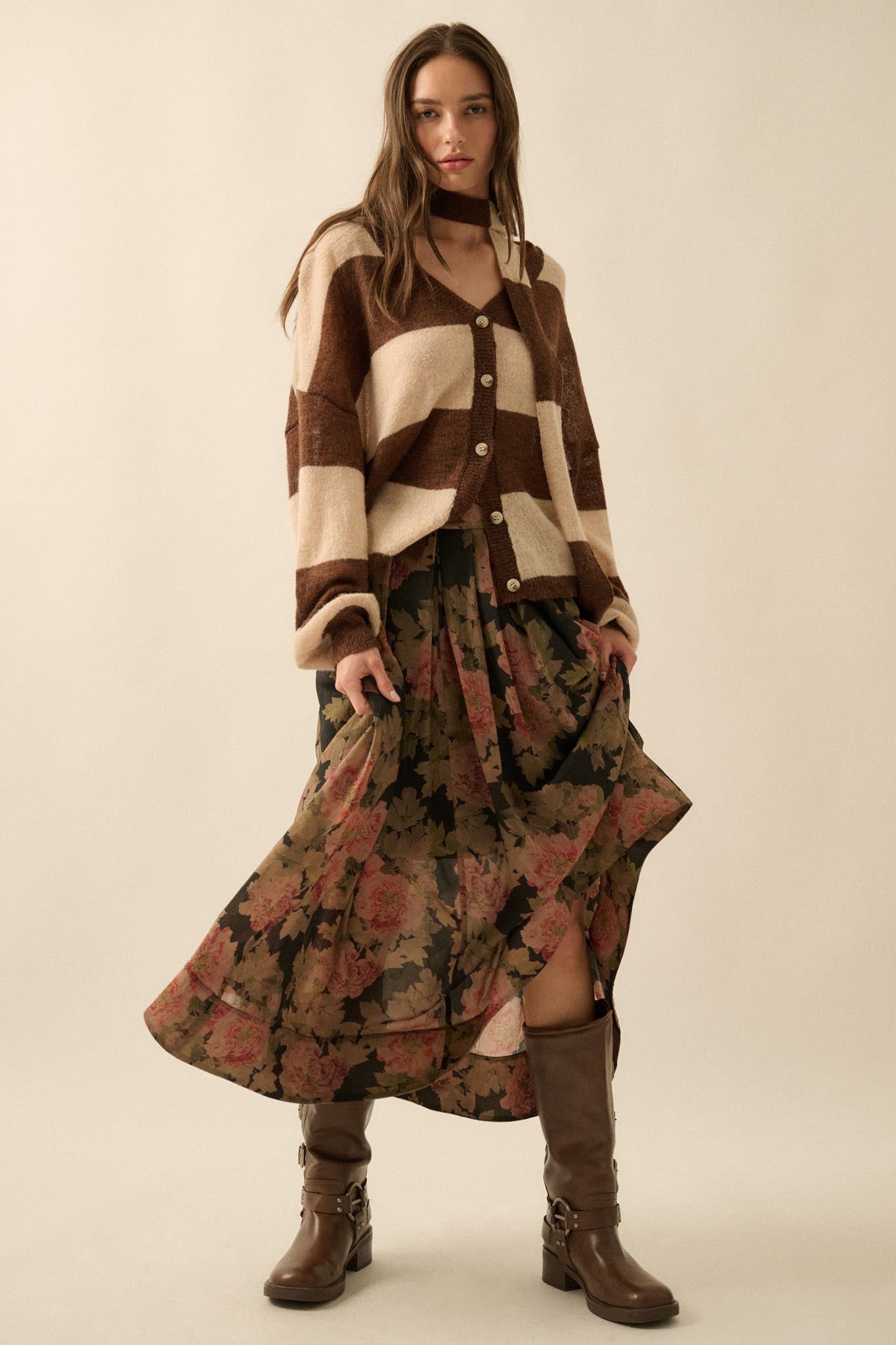 Blooming Tranquility Pleated Floral Midi Skirt - ShopPromesa