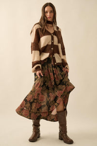 Blooming Tranquility Pleated Floral Midi Skirt - ShopPromesa