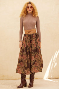 Blooming Tranquility Pleated Floral Midi Skirt - ShopPromesa