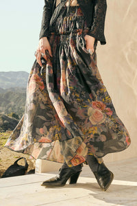 Garden Ramble Smocked Floral Chiffon Maxi Skirt - ShopPromesa