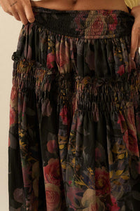 Garden Ramble Smocked Floral Chiffon Maxi Skirt - ShopPromesa