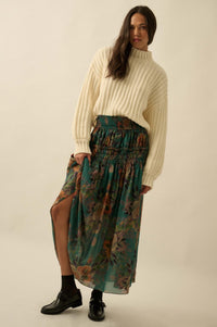 Garden Ramble Smocked Floral Chiffon Maxi Skirt - ShopPromesa