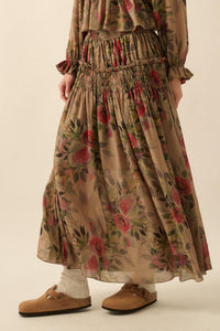 Garden Ramble Smocked Floral Chiffon Maxi Skirt - ShopPromesa