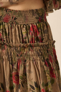 Garden Ramble Smocked Floral Chiffon Maxi Skirt - ShopPromesa