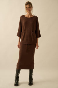 Promise the Label Textured Knit Sweater Midi Skirt - ShopPromesa