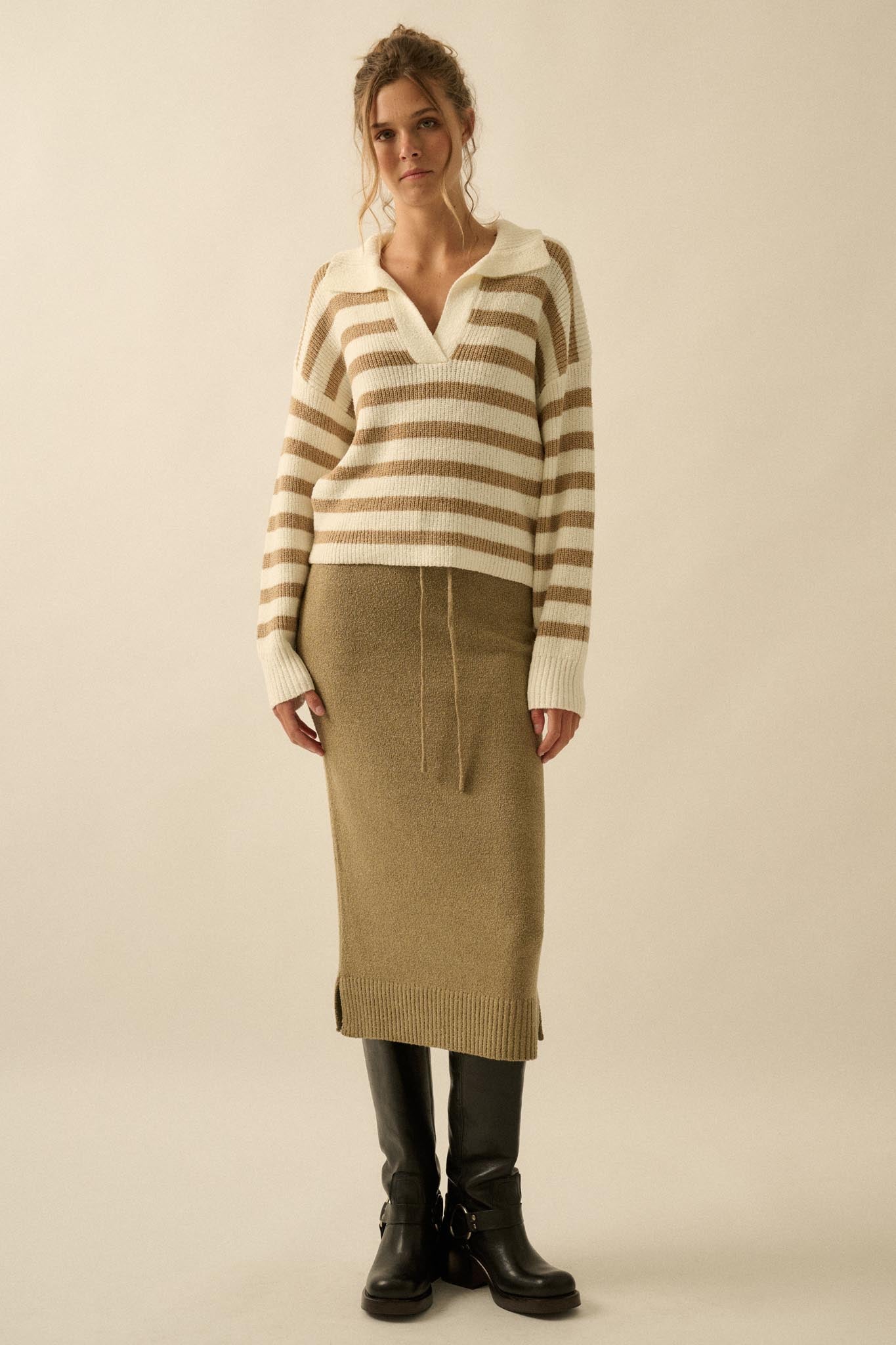 Promise the Label Textured Knit Sweater Midi Skirt - ShopPromesa