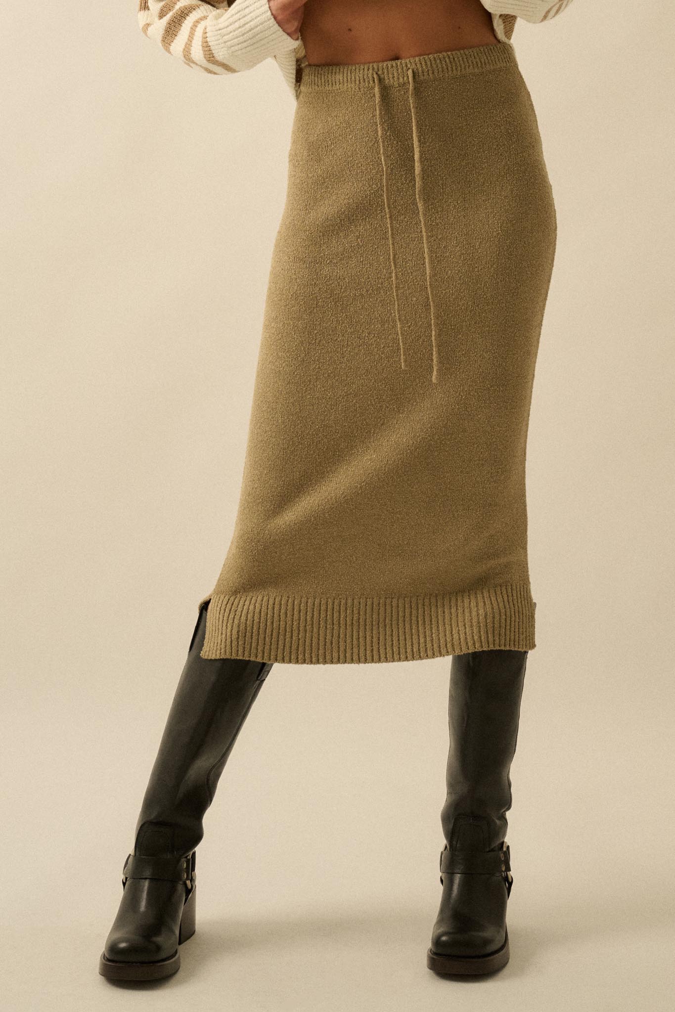Promise the Label Textured Knit Sweater Midi Skirt - ShopPromesa