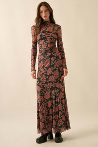Going for Baroque Floral Mesh Godet Maxi Skirt - ShopPromesa