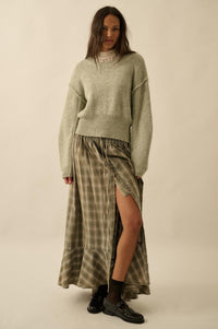 Off the Trail Plaid Flannel Button-Up Maxi Skirt - ShopPromesa