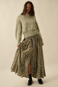Off the Trail Plaid Flannel Button-Up Maxi Skirt - ShopPromesa