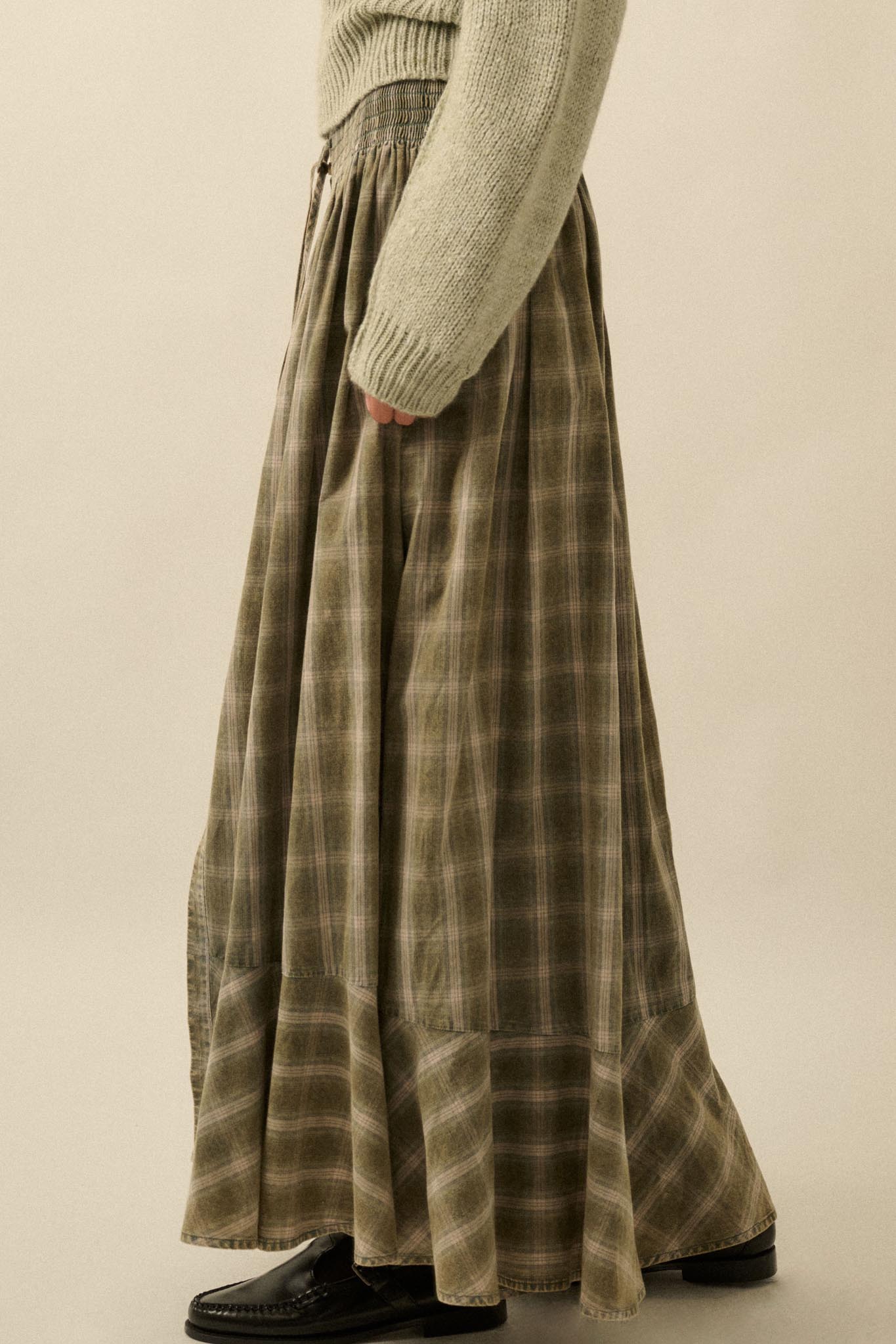 Off the Trail Plaid Flannel Button-Up Maxi Skirt - ShopPromesa