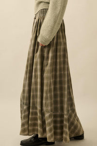 Off the Trail Plaid Flannel Button-Up Maxi Skirt - ShopPromesa