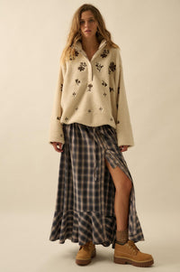 Off the Trail Plaid Flannel Button-Up Maxi Skirt - ShopPromesa
