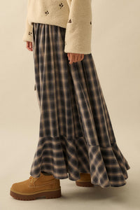 Off the Trail Plaid Flannel Button-Up Maxi Skirt - ShopPromesa