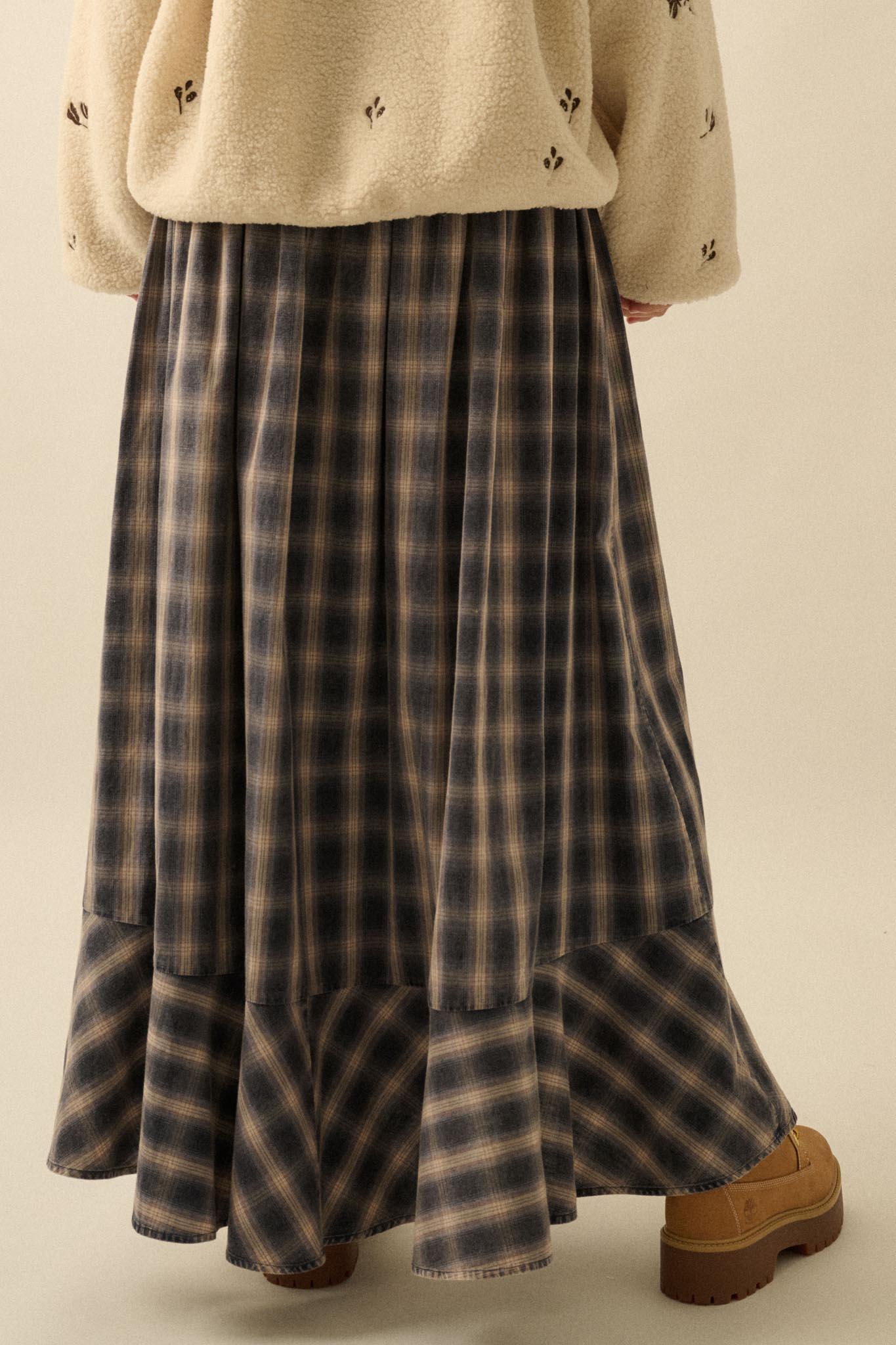 Off the Trail Plaid Flannel Button-Up Maxi Skirt - ShopPromesa