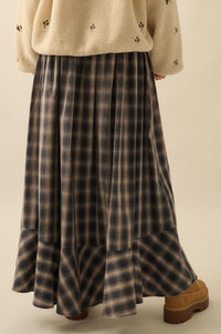 Off the Trail Plaid Flannel Button-Up Maxi Skirt - ShopPromesa