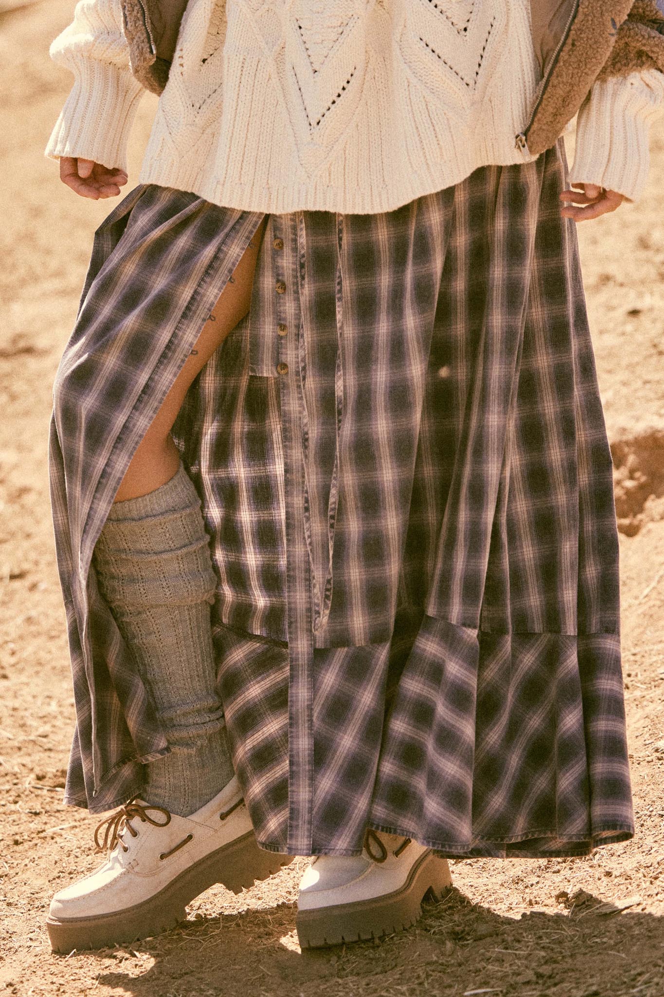 Off the Trail Plaid Flannel Button-Up Maxi Skirt - ShopPromesa