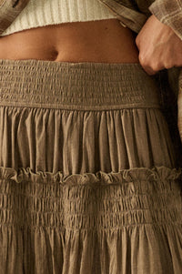 Love You More Smocked Tonal-Stripe Maxi skirt - ShopPromesa