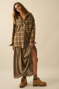 Love You More Smocked Tonal-Stripe Maxi skirt - ShopPromesa