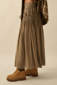Love You More Smocked Tonal-Stripe Maxi skirt - ShopPromesa