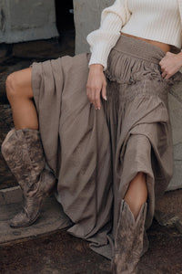 Love You More Smocked Tonal-Stripe Maxi skirt - ShopPromesa