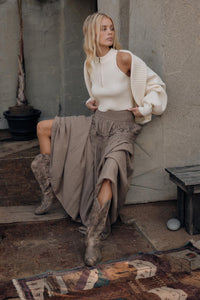 Love You More Smocked Tonal-Stripe Maxi skirt - ShopPromesa