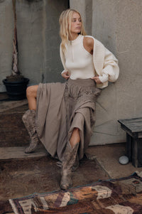 Love You More Smocked Tonal-Stripe Maxi skirt - ShopPromesa