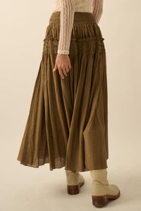 Love You More Smocked Tonal-Stripe Maxi skirt - ShopPromesa