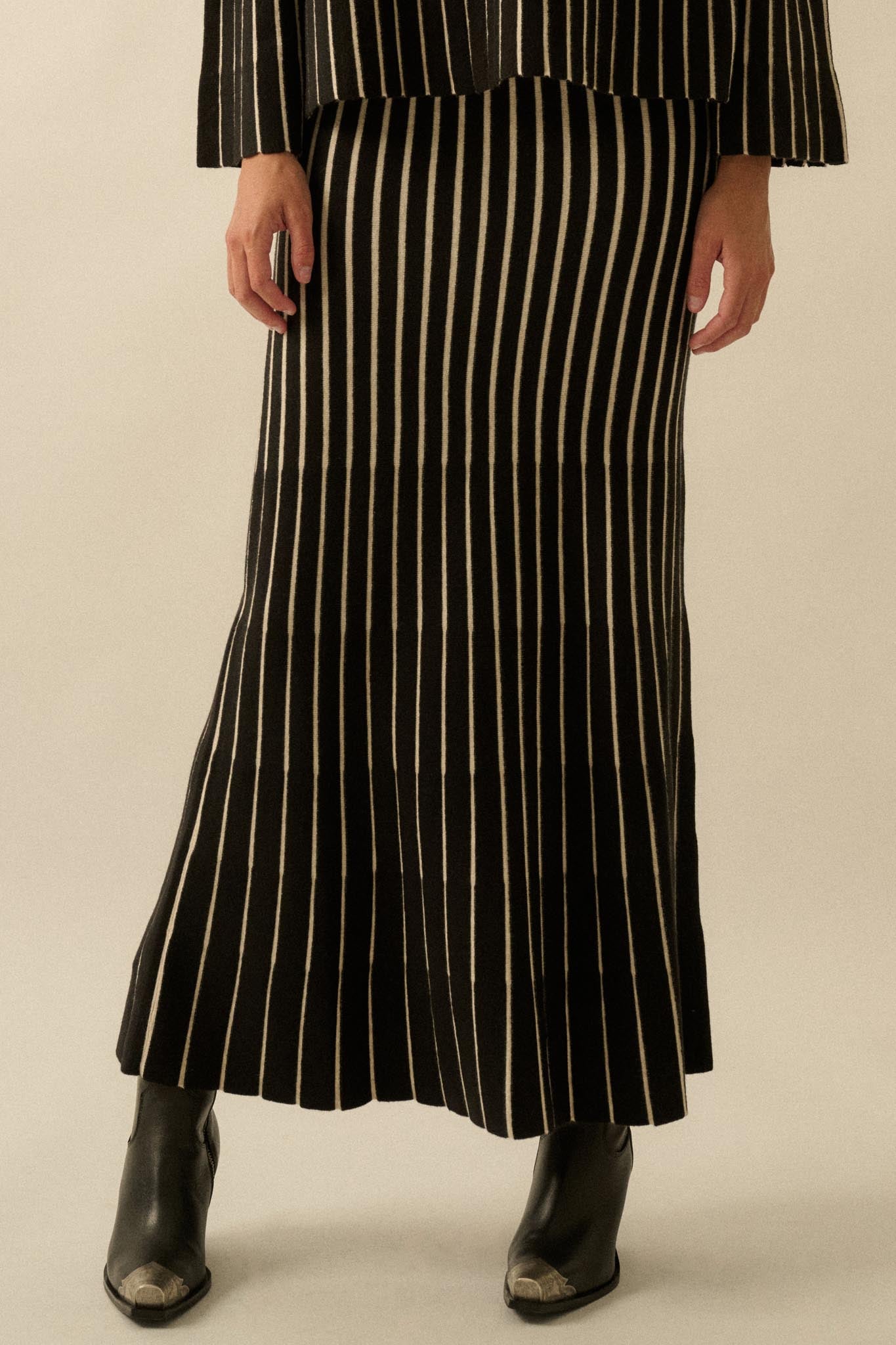 Next in Line Striped Mermaid Maxi Sweater Skirt - ShopPromesa
