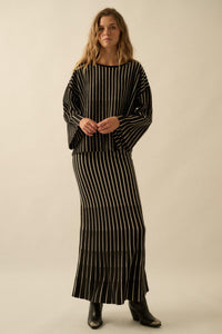 Next in Line Striped Mermaid Maxi Sweater Skirt - ShopPromesa