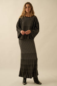Next in Line Striped Mermaid Maxi Sweater Skirt - ShopPromesa