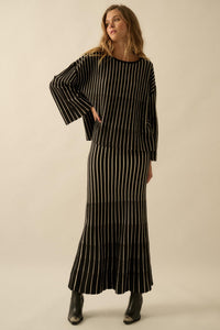 Next in Line Striped Mermaid Maxi Sweater Skirt - ShopPromesa
