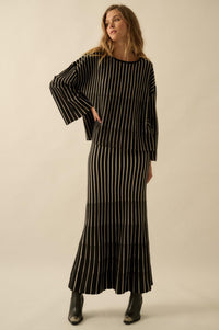 Next in Line Striped Mermaid Maxi Sweater Skirt - ShopPromesa