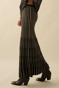 Next in Line Striped Mermaid Maxi Sweater Skirt - ShopPromesa