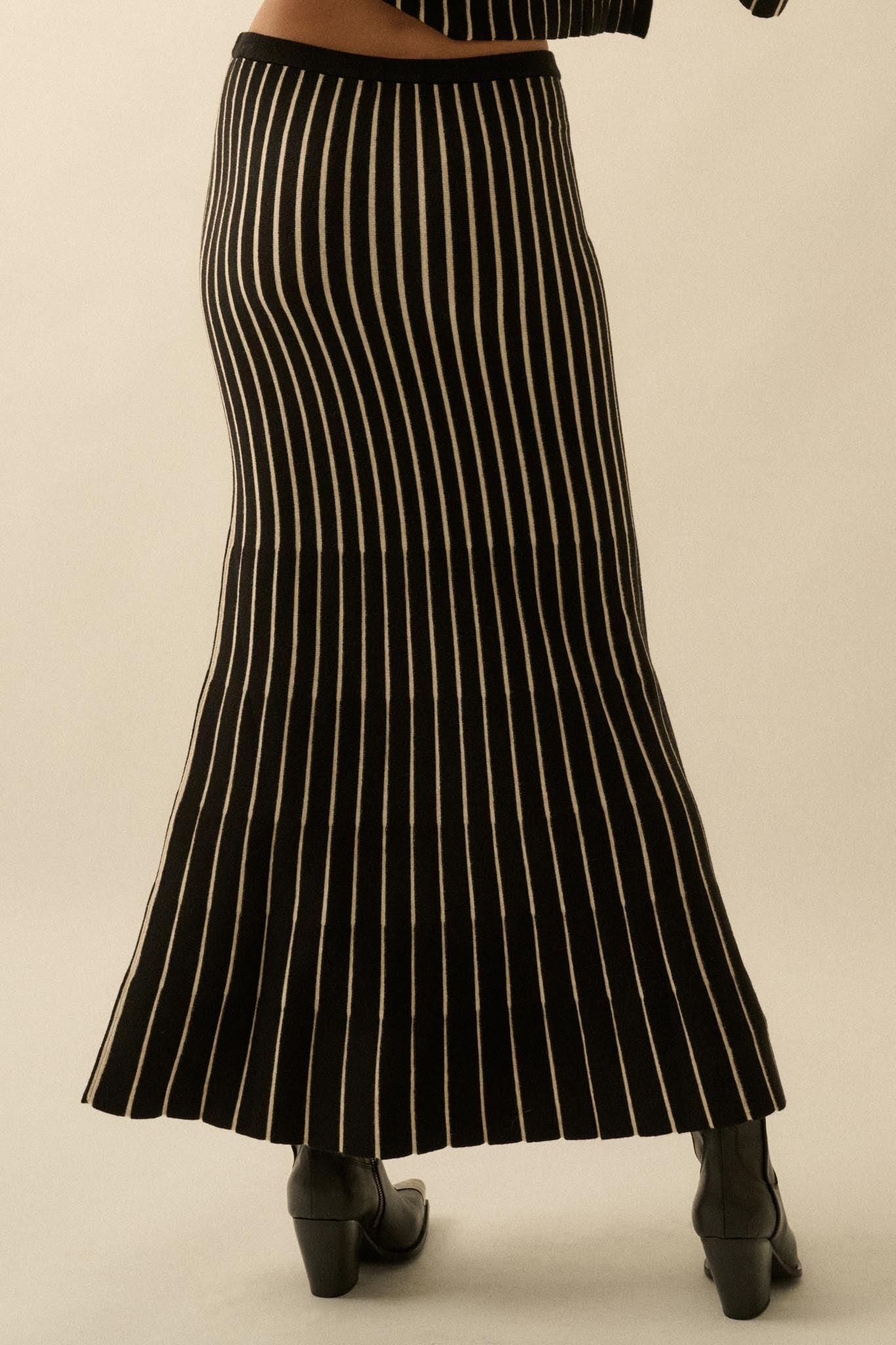 Next in Line Striped Mermaid Maxi Sweater Skirt - ShopPromesa