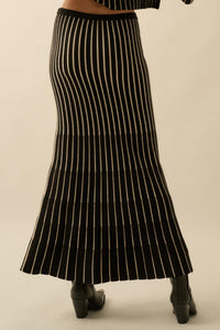 Next in Line Striped Mermaid Maxi Sweater Skirt - ShopPromesa