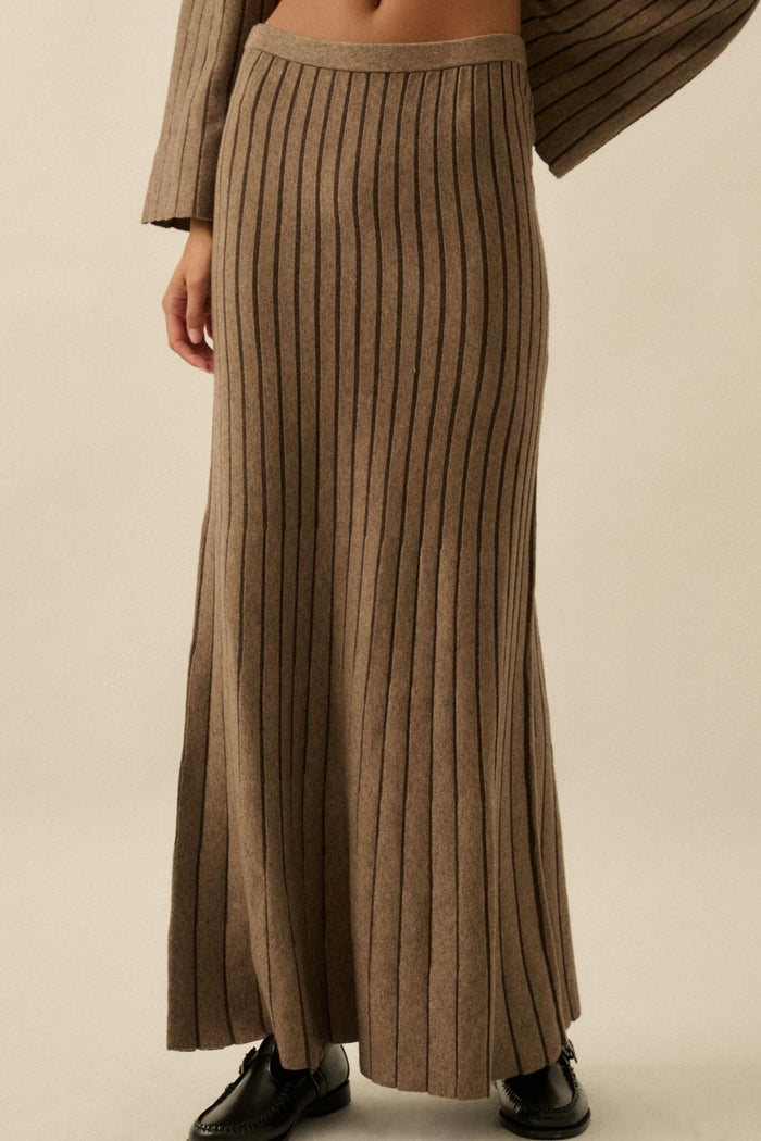 Next in Line Striped Mermaid Maxi Sweater Skirt - ShopPromesa