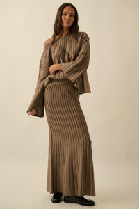 Next in Line Striped Mermaid Maxi Sweater Skirt - ShopPromesa