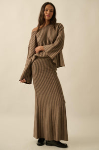Next in Line Striped Mermaid Maxi Sweater Skirt - ShopPromesa