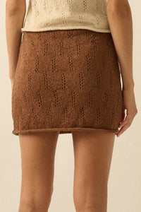 Say Yes Pointelle Drawstring Sweater Mini Skirt - ShopPromesa