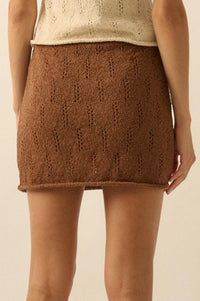 Say Yes Pointelle Drawstring Sweater Mini Skirt - ShopPromesa