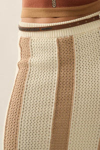 Someday Soon Striped Crochet-Knit Fringe Midi Skirt - ShopPromesa