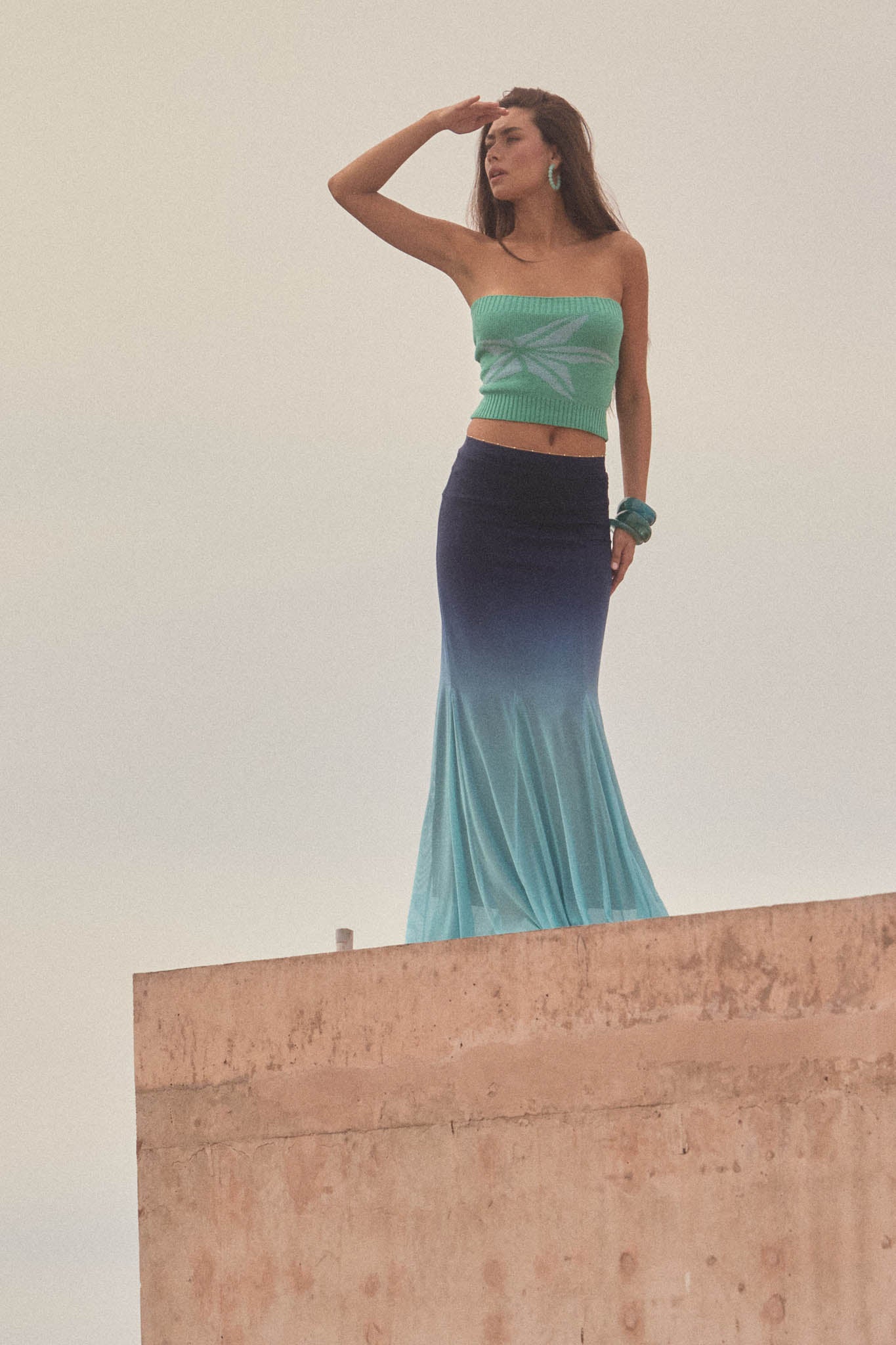 Evening Tide Ombre Mesh Mermaid Maxi Skirt - ShopPromesa