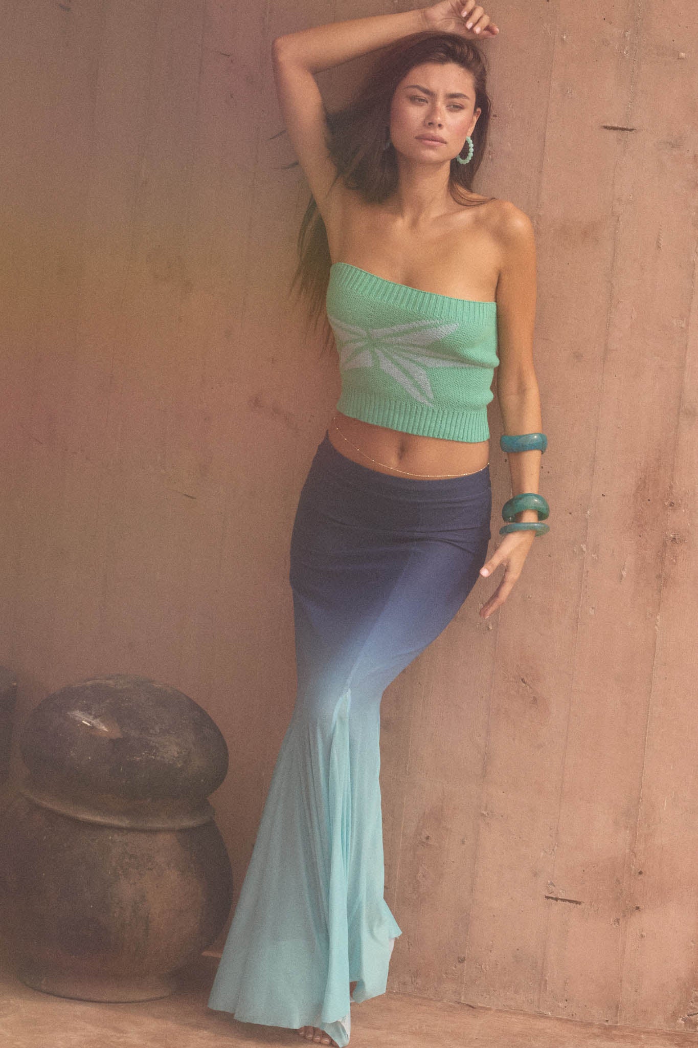 Evening Tide Ombre Mesh Mermaid Maxi Skirt - ShopPromesa