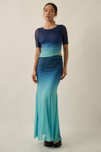 Evening Tide Ombre Mesh Mermaid Maxi Skirt - ShopPromesa
