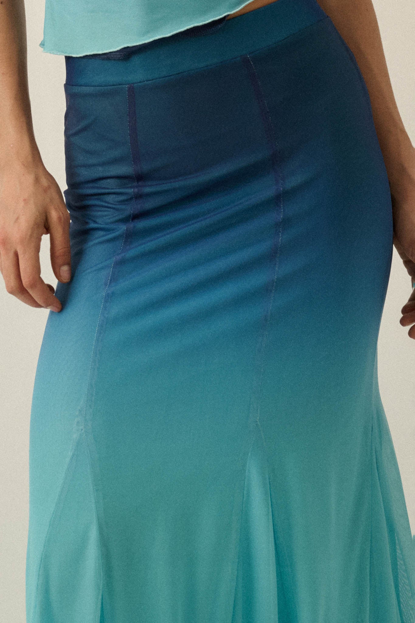 Evening Tide Ombre Mesh Mermaid Maxi Skirt - ShopPromesa