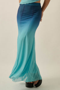 Evening Tide Ombre Mesh Mermaid Maxi Skirt - ShopPromesa