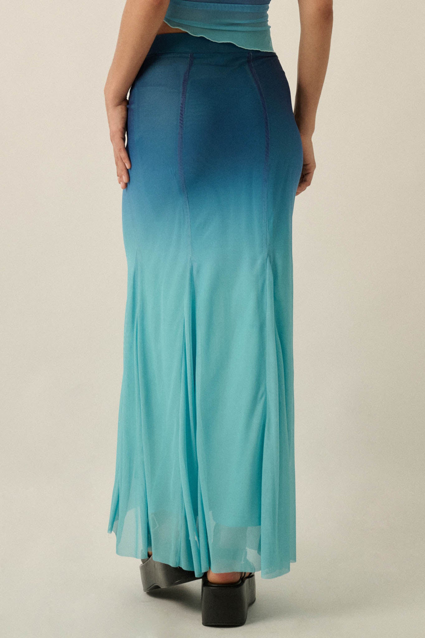 Evening Tide Ombre Mesh Mermaid Maxi Skirt - ShopPromesa